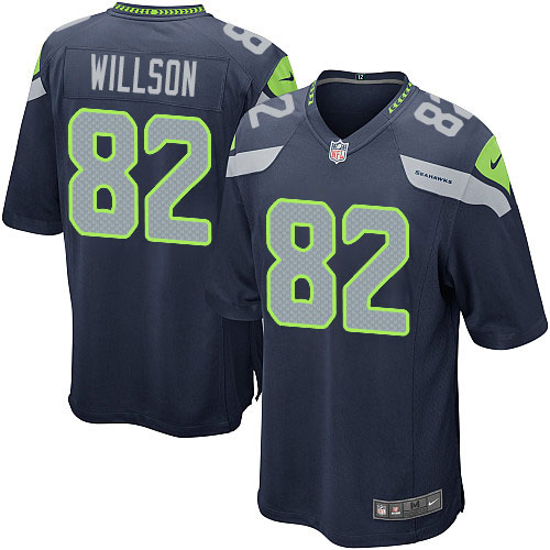 Men's Game Luke Willson Nike Jersey Navy Blue Home - #82 NFL Seattle Seahawks